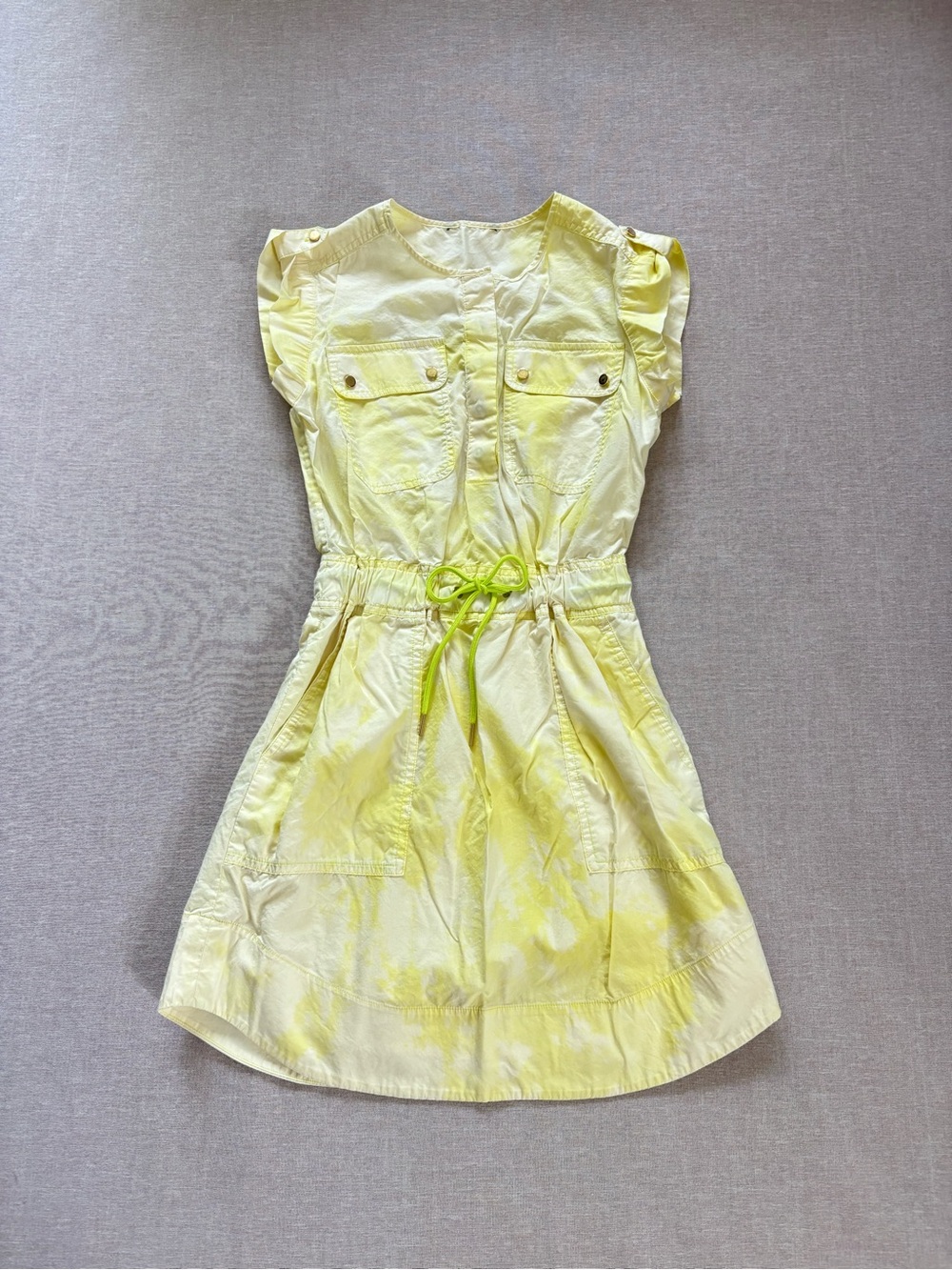 Yellow pastel tie dye festival utility dress Size 2 - Picture 1 of 11